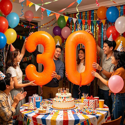 Fluorescent Orange Number Balloon 40 inch Giant Foil Helium Balloons Orange - Image 3