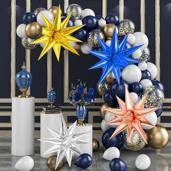 60 Pcs Star Balloons Explosion 12 Point Foil Cone Balloons Magic Balloon Large - Image 3