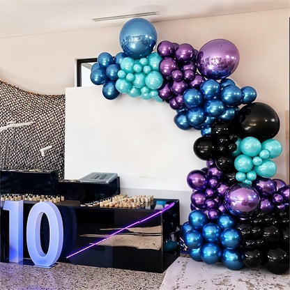 60 Pcs Black Purple Blue Balloons, Metallic Blue Purple Black Teal Confetti - Image 2
