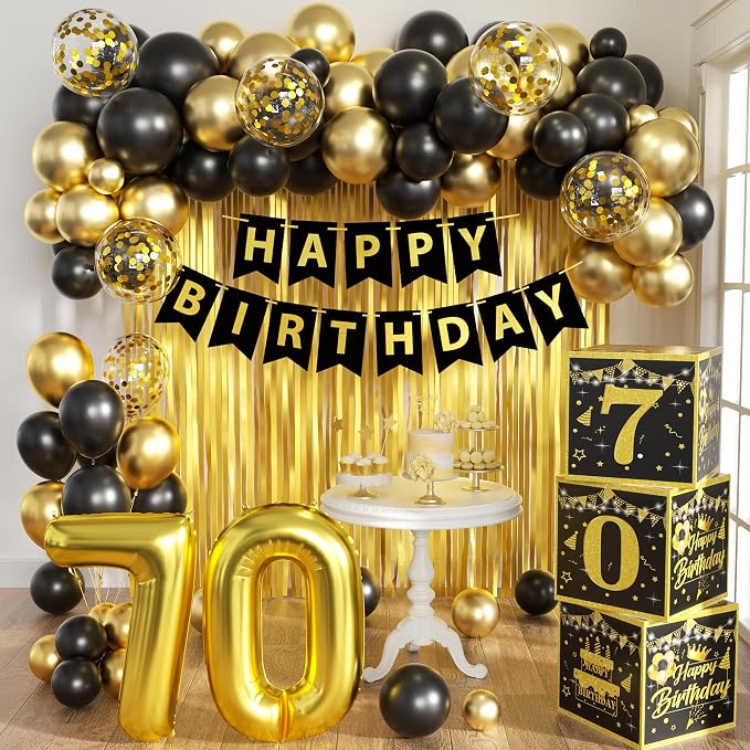 Gold 70th birthday decorations Kit by jenmir