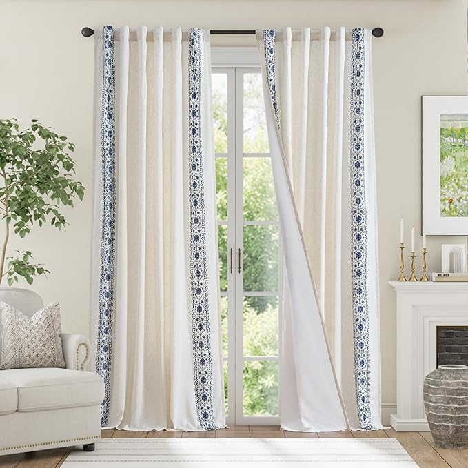 jinchan Floral Linen Curtains - Image 3