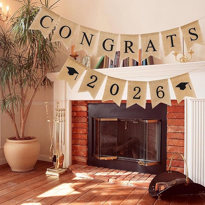 3Pcs Graduation Burlap Banner 2027, Congrats Grad Banner | Pre-strung, - Image 5