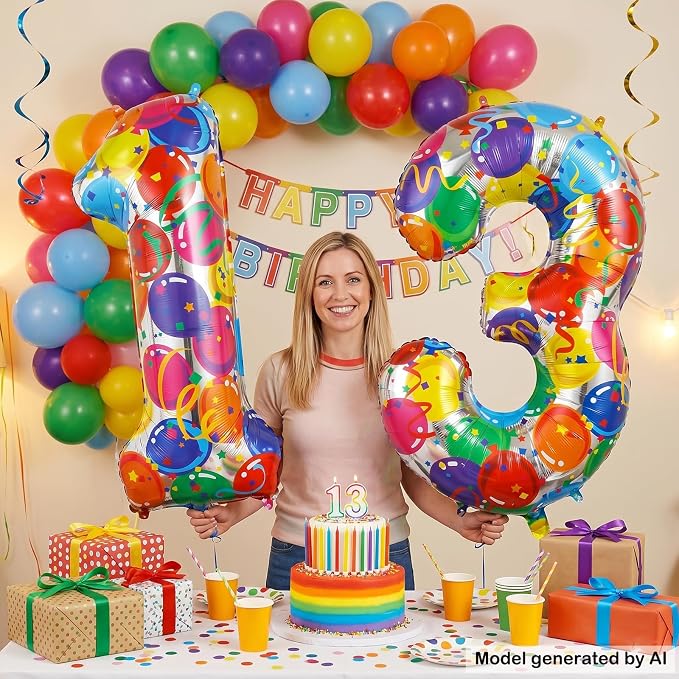 40 Inch Number 13 Balloon Set Large Foil Balloons - Image 5