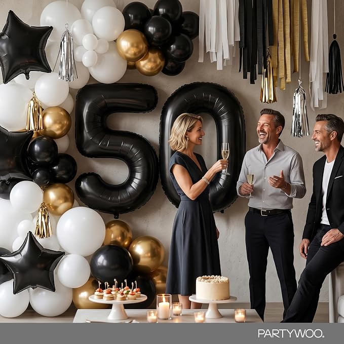 PartyWoo Number Balloons 40 Inch Black Number 50 Kit 33pcs - Image 4