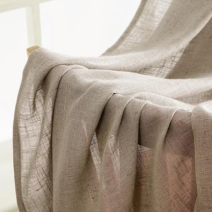 MIULEE Taupe Grey Linen Curtains 52x72 Inch Length 2 Panels - Image 6