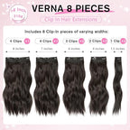 Clip in Hair Extensions, 16 Inch Natural Black Curly Hair Extensions Clip Ins, 8PCS Synthetic Hairpieces for Thinning Hair