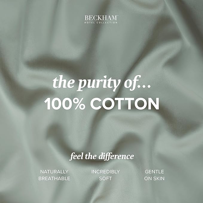 Beckham Hotel Collection 100% Cotton Pillow Cases Standard/Queen Size Set of 2, 500TC, Luxury Sateen Pillowcases, Open End, Breathable, Moisture-Wicking, Aqua Gray