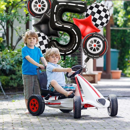 Race Car Balloons, 40 Inch Racetrack Number 5 Balloon, Big Number Balloons Black - Image 3