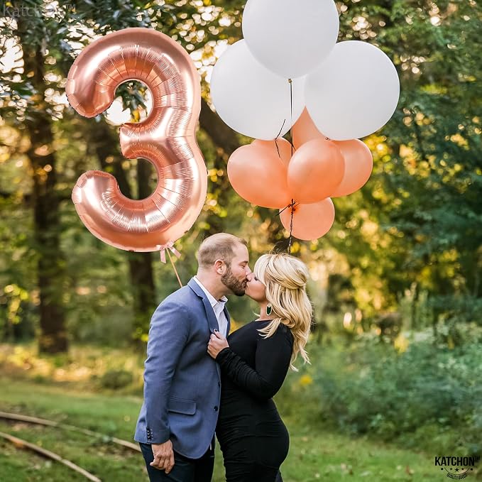 KatchOn Rose Gold Number 3 Balloon 40 Inch, Birthday Decorations - Image 6