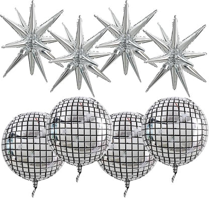 TONIFUL 8 Pcs 22Inch Disco Large 4D Giant Round and Star Balloons Explosion by TONIFUL