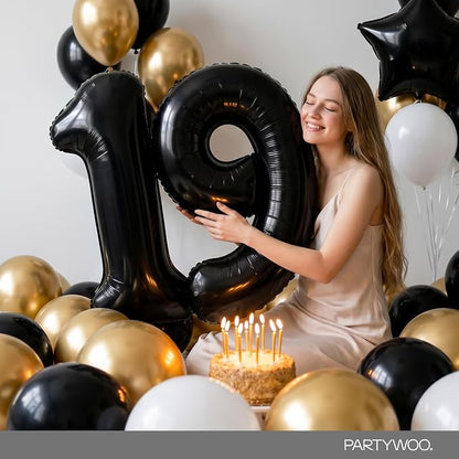 PartyWoo Number Balloons 40 Inch Black Number 9 Kit 25pcs - Image 8