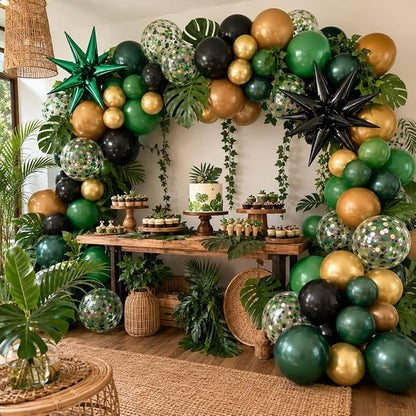 Green and Brown Balloons, 12 Inch Dark Green Black Metallic Green Gold Balloon - Image 6