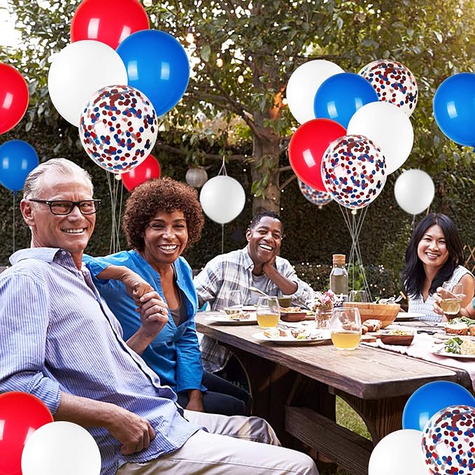 80 PCS Red White Blue Balloons 12 in - Image 7
