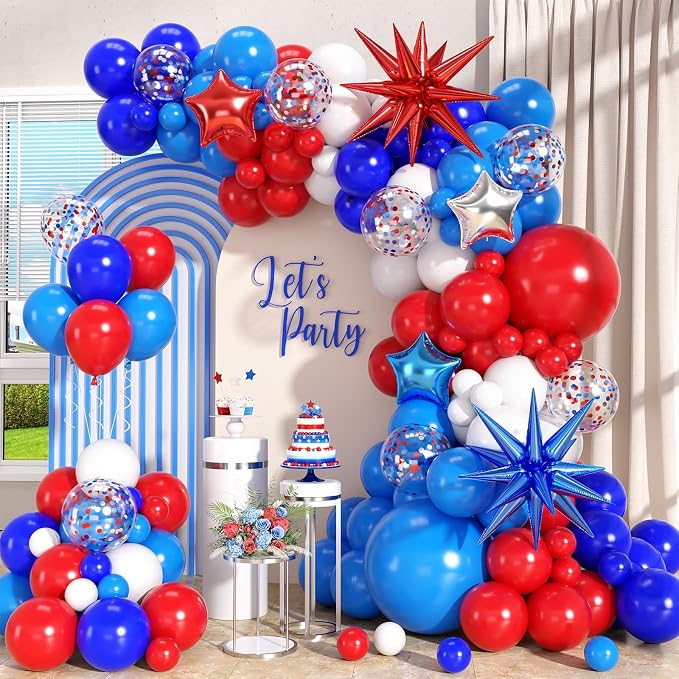 Red White and Blue Balloons Garland Arch Kit by vibzox