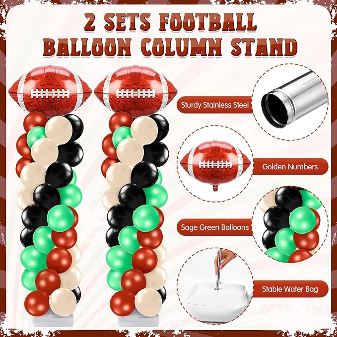 Kasyat 2 Sets Football Balloon Column Stand Kit Football Balloon Arch Garland - Image 3