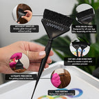 Framar Root Repair Hair Color Brush Set - Hair Dye Brush Kit, Hair Coloring Brushes For Hair Stylist, Tint Brushes for Hair Color, Extra Control Near Scalp - 2 Pack Black