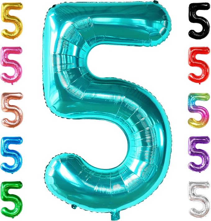 KatchOn Giant Aqua Blue Number 5 Balloon by KatchOn