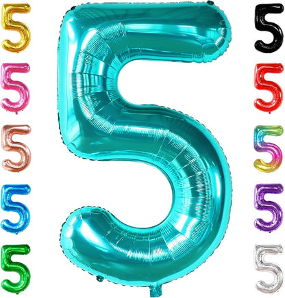KatchOn Giant Aqua Blue Number 5 Balloon by KatchOn