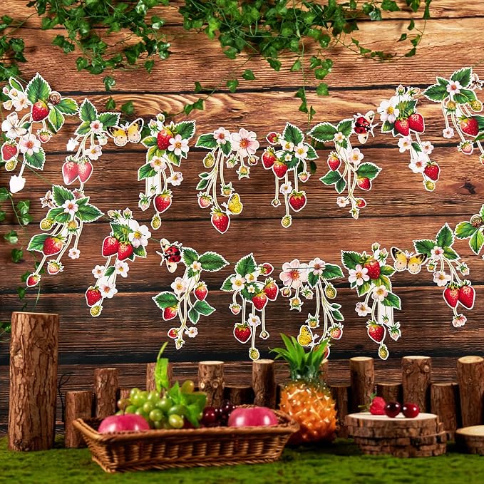 Strawberry Garland Banner Berry First Birthday Decor Strawberry Wildflower - Image 6