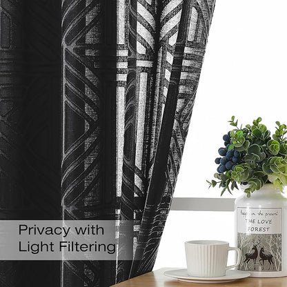 Simplebrand Black Sheer Curtains 72 Inch Length 2 Panels - Image 2