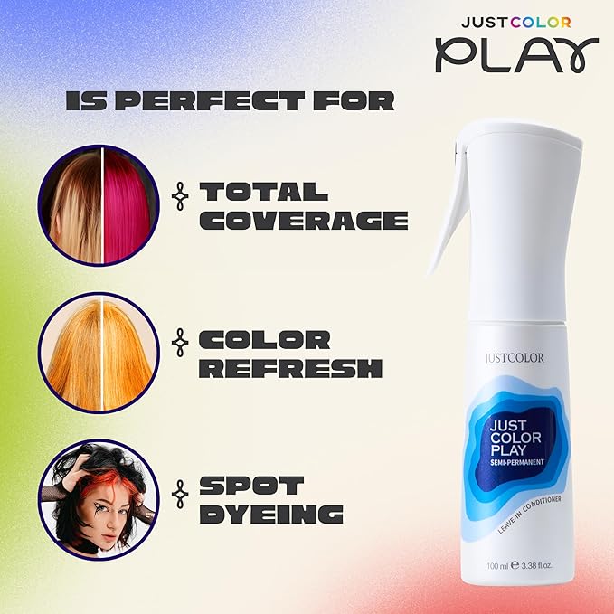 Just Color Hair Dye Spray | Semi-Permanent | Adjustable Tone | Sets in 10 Minutes | Stain-Free | Lasts 8-12 Washes | Yuzu Yellow Hair Dye Spray | Ammonia & PPD Free | Pack of 2