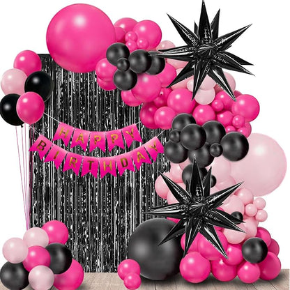 Pink Balloon Garland Arch Kit | Hot Pink Black Rose Red Balloon Garland by Tianjiao