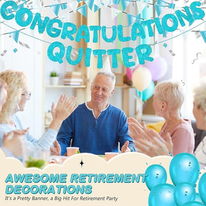 Fulmoon Pre Strung Congratulations Quitter Glitter Banner Funny Retirement - Image 6