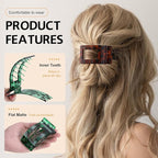 8 Pack French Flat Hair Clips for Women – Large Matte No-Slip Claw Barrettes for Thick & Thin Hair, Strong Hold Styling Accessories (Leopard)