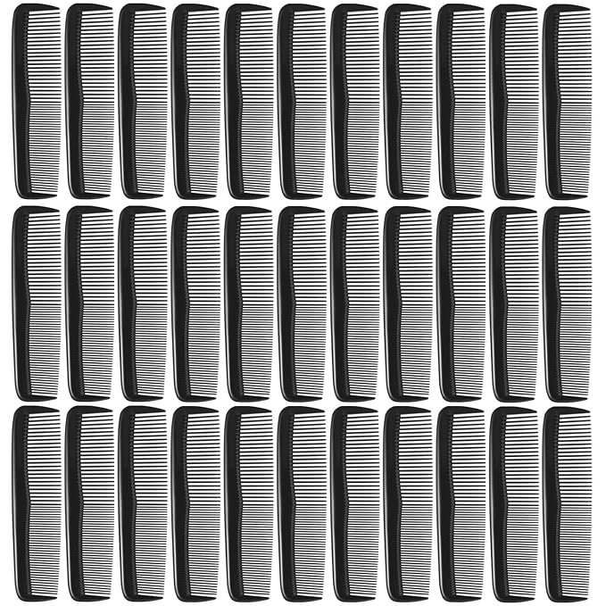 50 Packs Hair Combs Bulk, Individually Wrapped, Black Pocket Hair Comb Set Fine Tooth Dressing for Women/Men, Travel, Hotel, Airbnb, Operation Christmas Child Shoeboxes, Homeless, Shelter, Charity