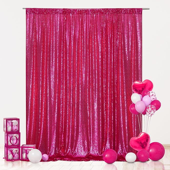 Eternal Beauty Hot Pink 3mm Sequin Backdrop 20x10 Ft - Image 2