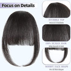 Wispy Bangs Hair Clip, 100% Human Hair Clip In Brown Black Bangs for Women, Soft Layered Fake Bangs with Feathered Fringe, Easy Clip-On Design for Daily Wear & Halloween