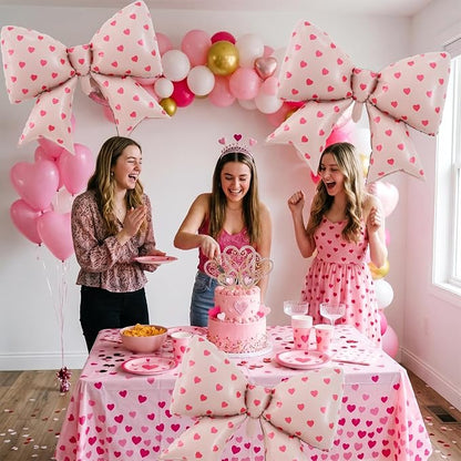 38 Inches Bow Balloon with Pink Heart Print - Image 4