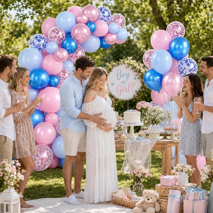 Pink Blue Balloons Pastel Blue and Pink Confetti Balloons Gender Reveal Boys or - Image 5