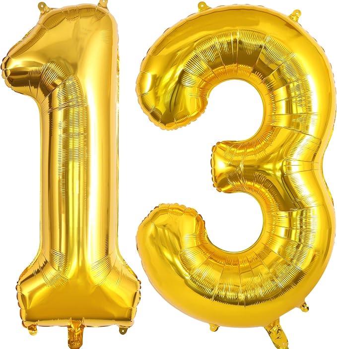 13 Balloon Numbers, Large 13 or 31 Foil Balloons, Big Number Balloon 40 Inch by TOTAFAM
