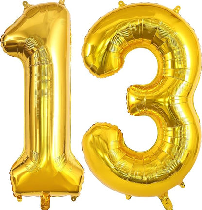 13 Balloon Numbers, Large 13 or 31 Foil Balloons, Big Number Balloon 40 Inch by TOTAFAM