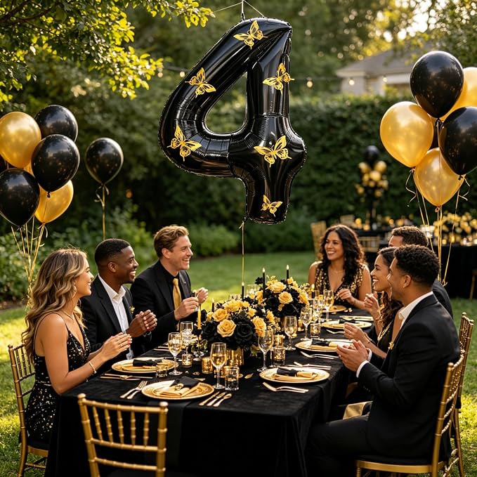 40 Inch Black Number 4 Balloon - Image 3