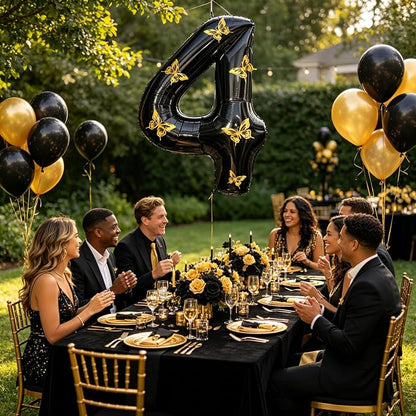 40 Inch Black Number 4 Balloon - Image 3
