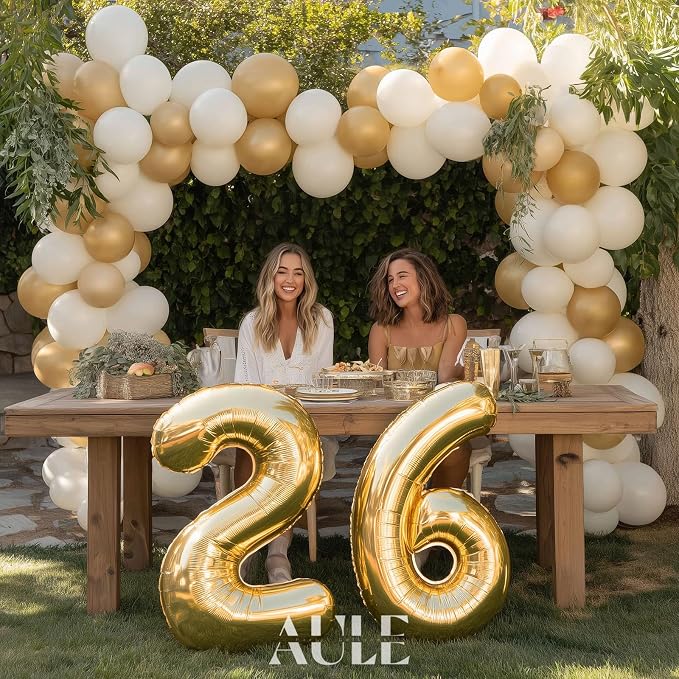 AULE 40 Inch Gold 26 Balloon Number Foil 0-9 Birthday Big Numbers | Birthday - Image 4