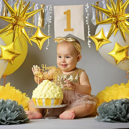 TONIFUL 22Inch 15Pcs Gold Large Explosion Star Mylar Balloons and 10Inch Four - Image 5