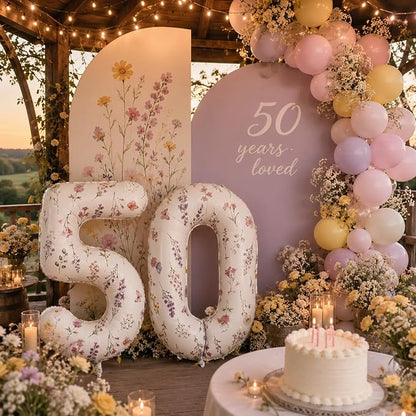 Wildflower Number 50 Balloons for Flower Theme 50th Birthday Party Decor | 40'' - Image 3