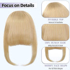 Wispy Bangs Hair Clip, 100% Human Hair Clip In Blonde Bangs for Women, Soft Layered Fake Bangs with Feathered Fringe, Easy Clip-On Design for Daily Wear & Halloween