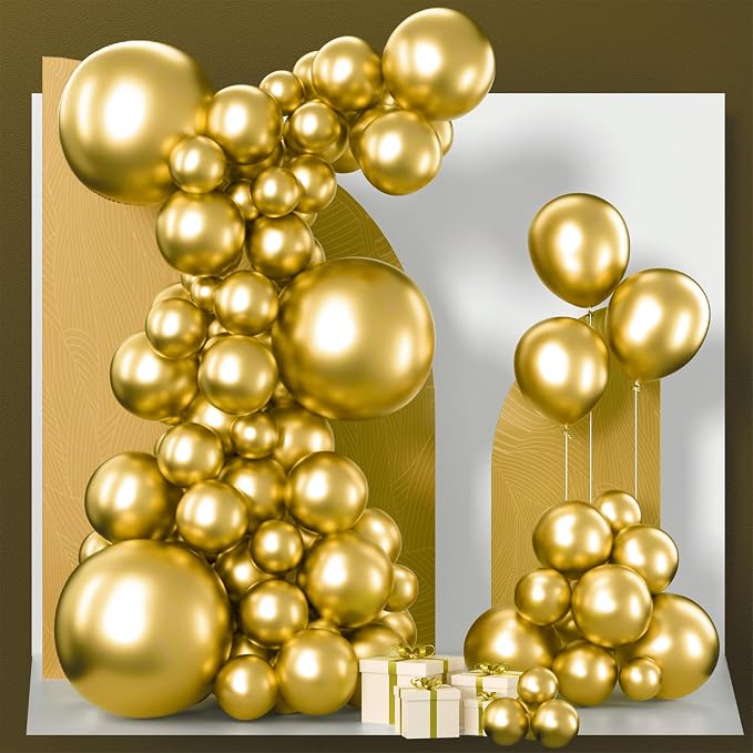PartyWoo Gold Balloons 100pcs Different Sizes of 18 12 10 5 Inch | Balloons by PartyWoo