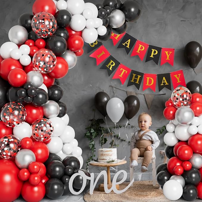 DBKL Red Black and White Balloon Garland Arch Kit - Image 4