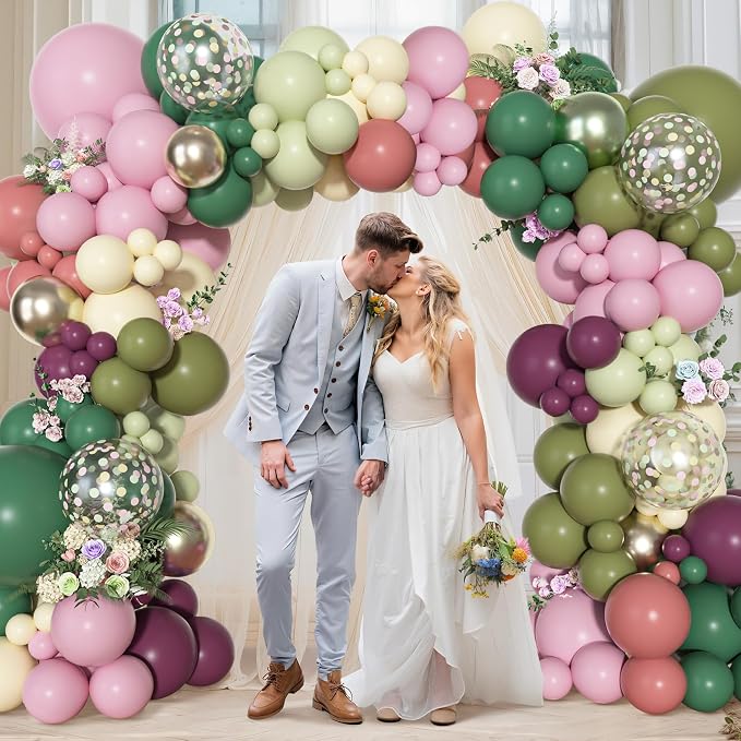 Ouddy Party Dusty Pink Green Balloons Garland Arch Kit 18 12 10 5 Inch | - Image 6