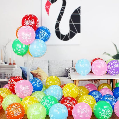 100 Pcs 12 Inch Printed "HAPPY BIRTHDAY" Colorful Latex Balloons - Image 5