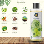 Amla Oil for Hair Growth with Bhringraj, Brahmi, Tulsi, Almond, Argan, Moringa & Clove Oils - 6.76 fl oz