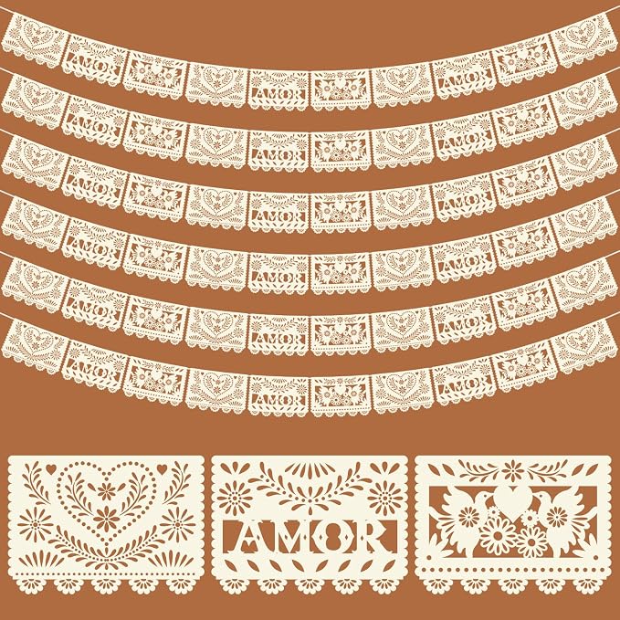 TaoBary 6 Pcs Papel Picado Mexican Wedding Cielito Lindo Party Decor 118 Feet by TaoBary