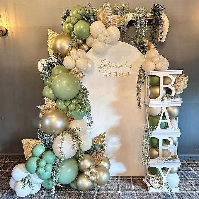 Sage Green Gold Balloons - Image 3