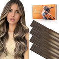 DOORES Invisi Edge Tape in Hair Extensions, Chocolate Brown to Honey Blonde 10 Injection Tape-ins with 10 Injection Tape-ins 50g 20 Inch,Invisible Injected Tape in Extensions
