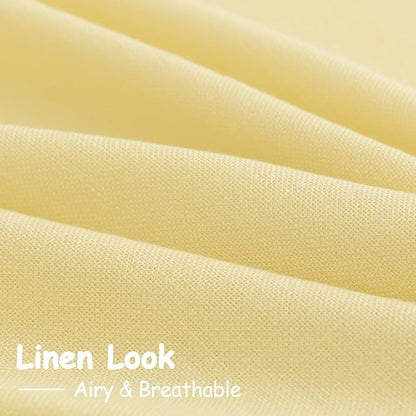 Yellow Linen Textured 96 Inch Curtains 2 Panel Set Back Tab Rod Pocket Sheer - Image 5